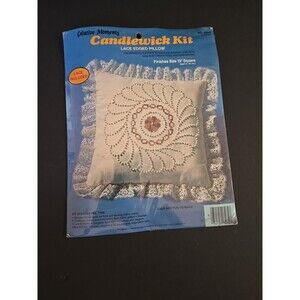 Vintage 1983 Candlewick Kit Lace Edged Pillow #8264 New In Package Sealed NOS